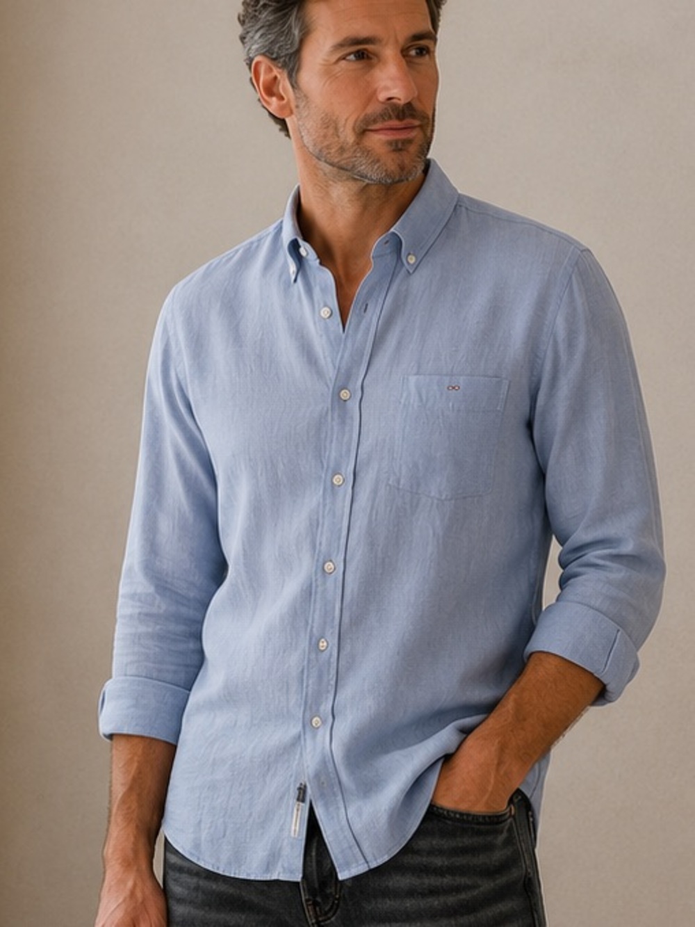 Men's 100% linen shirt by Eden Park Paris, size 2XL. BB27
